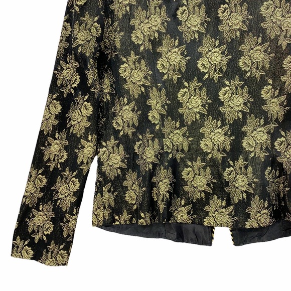 Vintage Black Metallic Gold Floral Evening Jacket Blazer Convertible Top - Picture 9 of 16